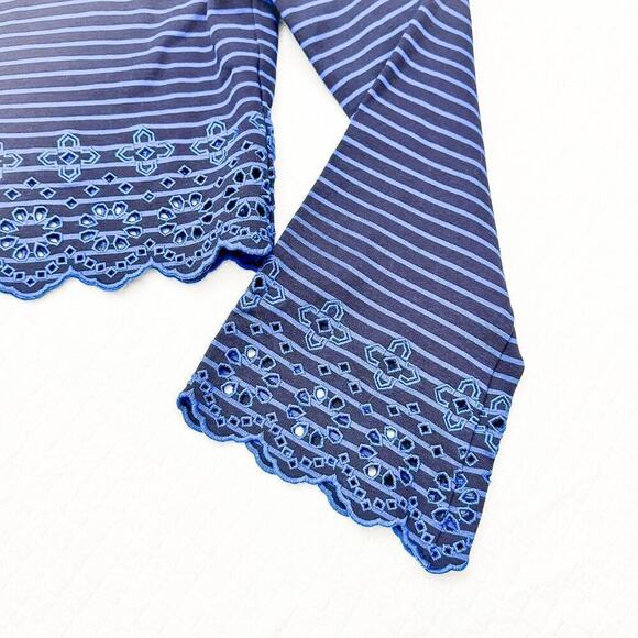 Derek Lam 10 Crosby Striped Top Lace Embellished Edge Size M - Picture 4 of 7